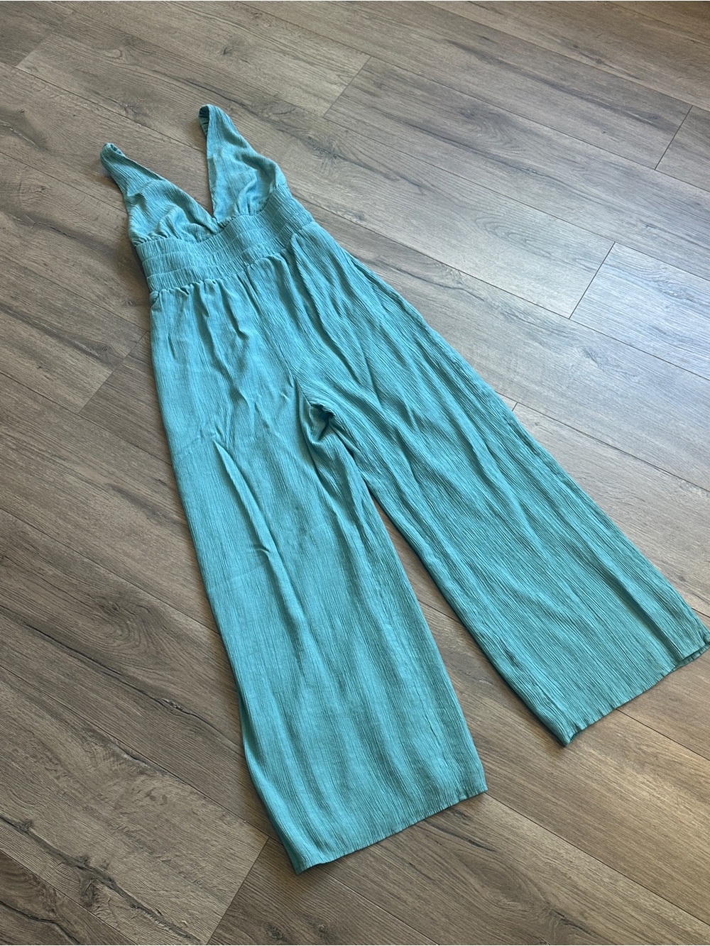 Abercrombie & Fitch Teal V-Neck Wide-Leg Jumpsuit